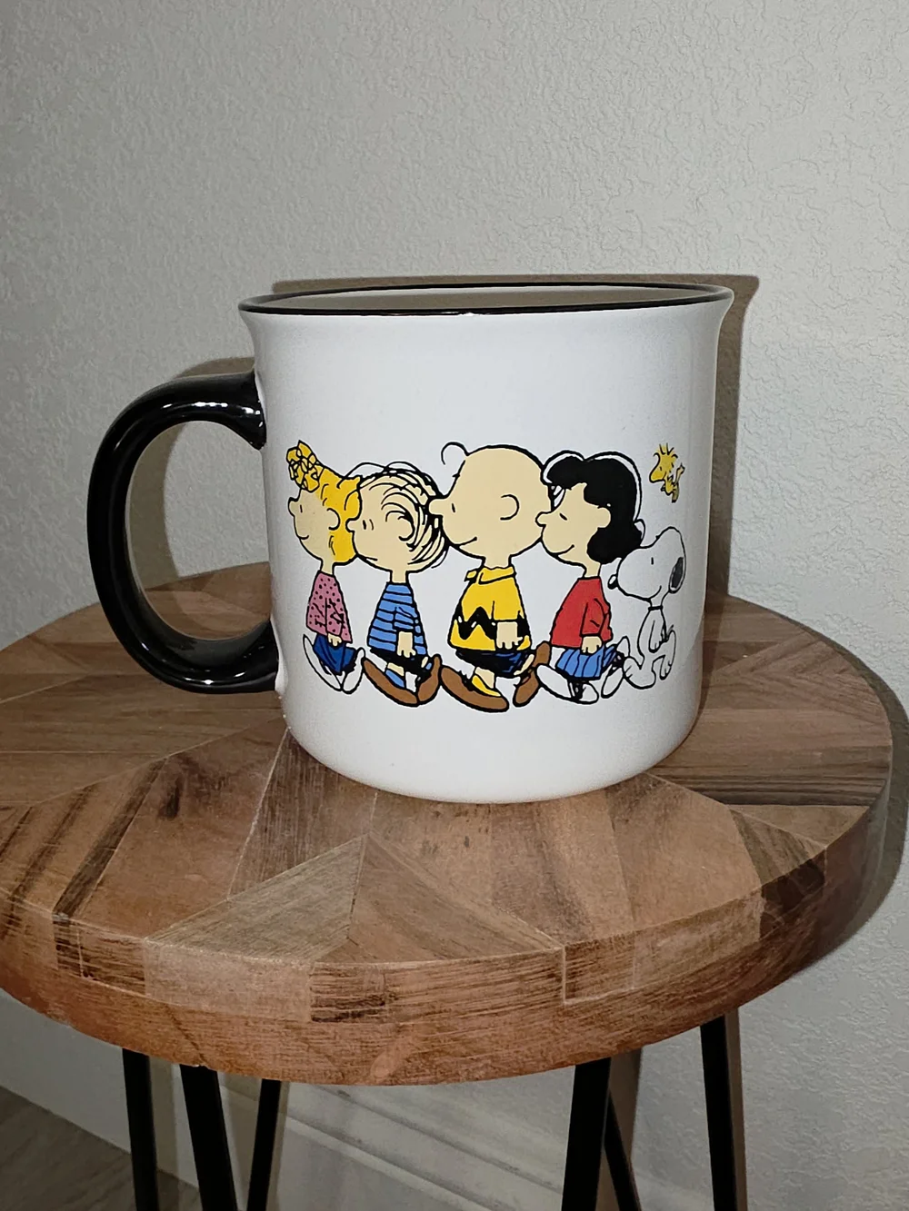 Peanuts Charlie Brown And Friends Ceramic Mug, White & Black Handle & Rim, 21 Oz